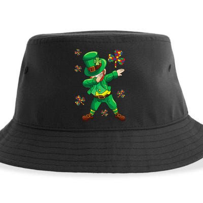 St Patrick's Autism Awareness Puzzle Ribbon Leprechaun IEP Sustainable Bucket Hat