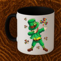 St Patrick's Autism Awareness Puzzle Ribbon Leprechaun IEP Mug