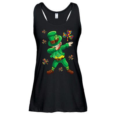 St Patrick's Autism Awareness Puzzle Ribbon Leprechaun IEP Ladies Essential Flowy Tank