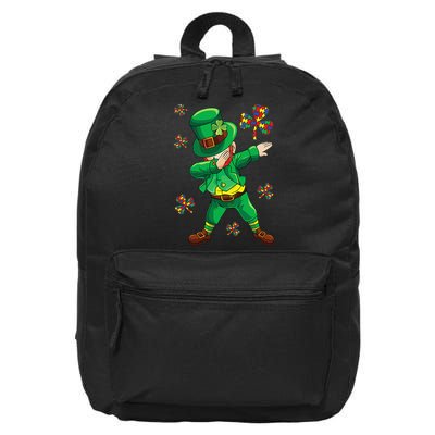 St Patrick's Autism Awareness Puzzle Ribbon Leprechaun IEP 16 in Basic Backpack