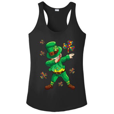St Patrick's Autism Awareness Puzzle Ribbon Leprechaun IEP Ladies PosiCharge Competitor Racerback Tank