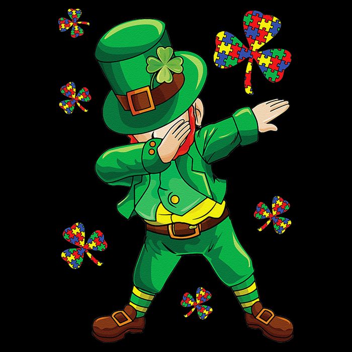 St Patrick's Autism Awareness Puzzle Ribbon Leprechaun IEP Poster