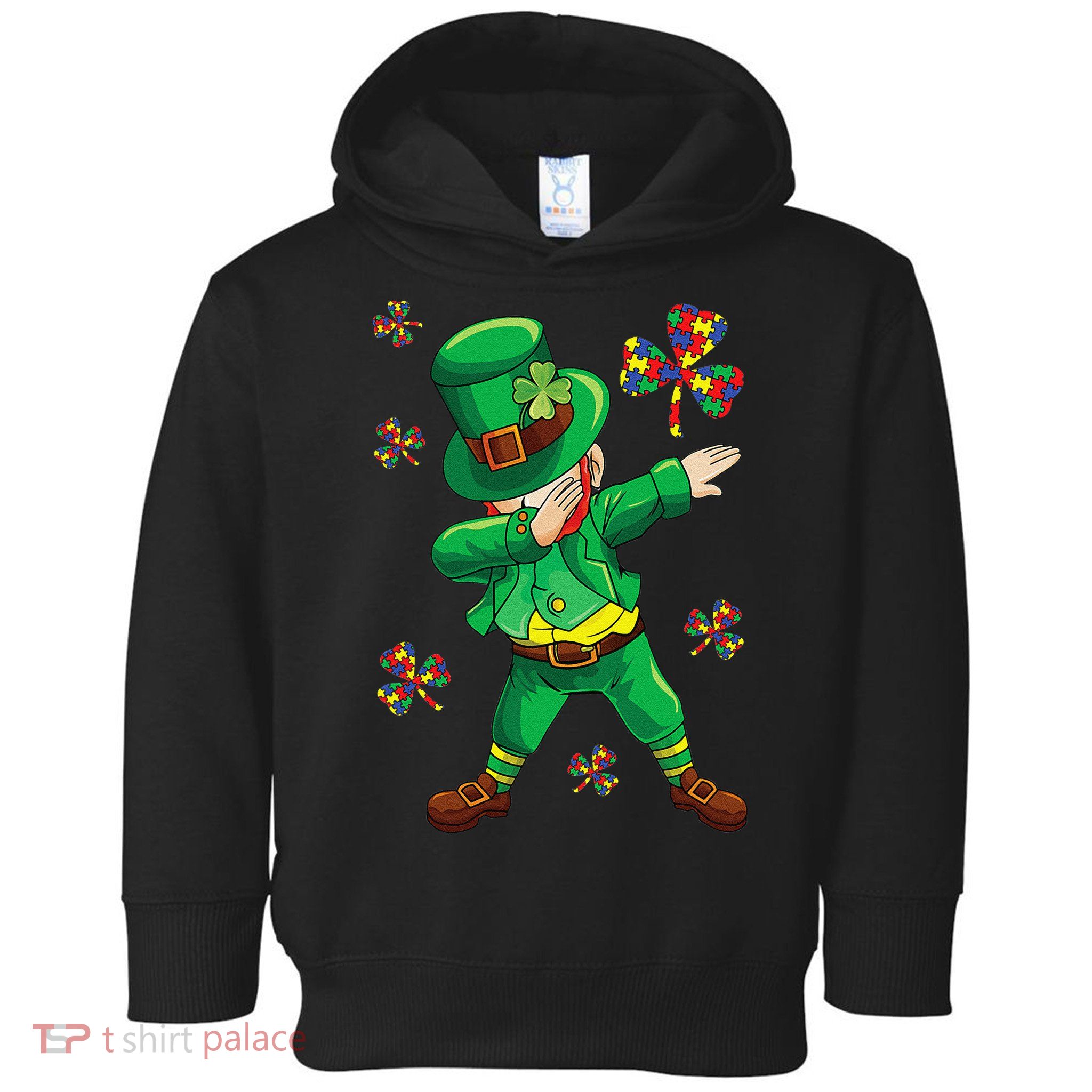 St Patrick's Autism Awareness Puzzle Ribbon Leprechaun IEP Toddler Hoodie