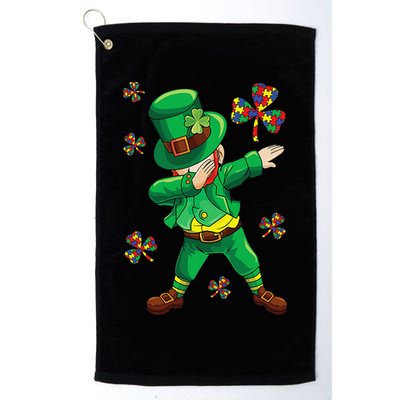 St Patrick's Autism Awareness Puzzle Ribbon Leprechaun IEP Golf Towel