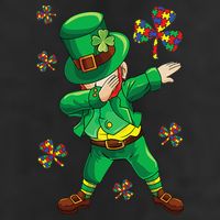 St Patrick's Autism Awareness Puzzle Ribbon Leprechaun IEP Golf Towel