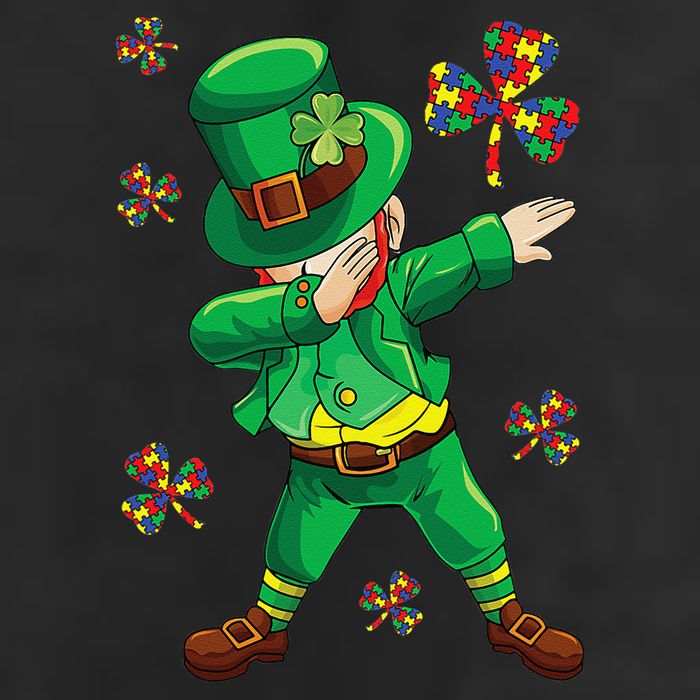 St Patrick's Autism Awareness Puzzle Ribbon Leprechaun IEP Golf Towel