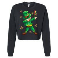 St Patrick's Autism Awareness Puzzle Ribbon Leprechaun IEP Cropped Pullover Crew