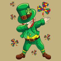 St Patrick's Autism Awareness Puzzle Ribbon Leprechaun IEP Cooling Performance Crew T-Shirt