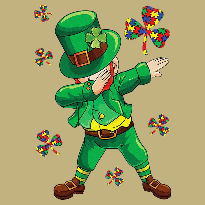 St Patrick's Autism Awareness Puzzle Ribbon Leprechaun IEP Cooling Performance Crew T-Shirt