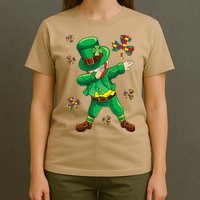 St Patrick's Autism Awareness Puzzle Ribbon Leprechaun IEP T-Shirt