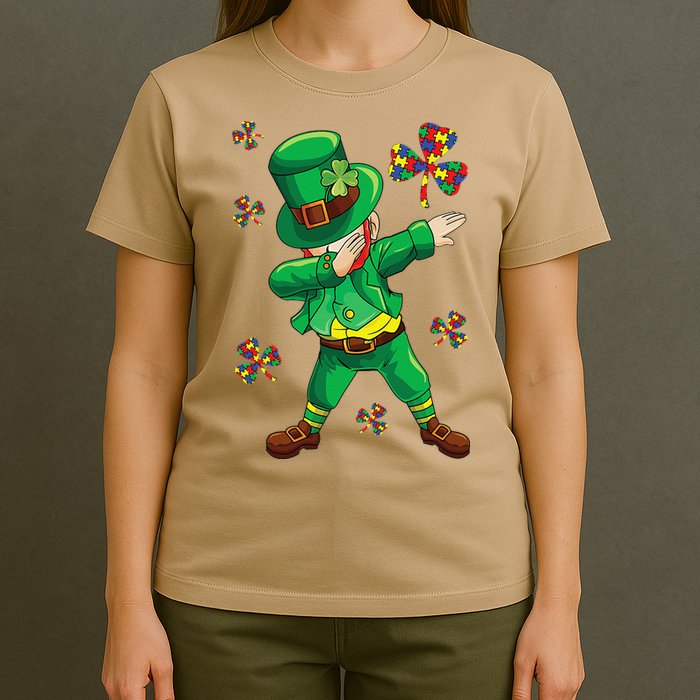 St Patrick's Autism Awareness Puzzle Ribbon Leprechaun IEP T-Shirt