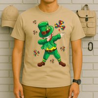 St Patrick's Autism Awareness Puzzle Ribbon Leprechaun IEP T-Shirt