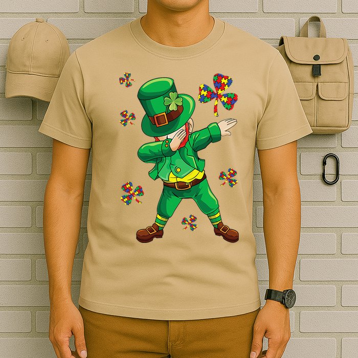 St Patrick's Autism Awareness Puzzle Ribbon Leprechaun IEP T-Shirt