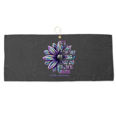 Suicide Prevention Awareness Teal Ribbon And Sunflower Gifts Large Microfiber Waffle Golf Towel