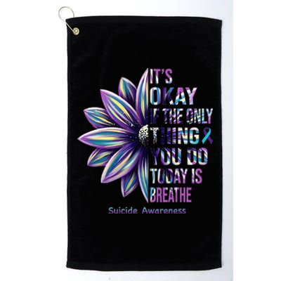 Suicide Prevention Awareness Teal Ribbon And Sunflower Gifts Platinum Collection Golf Towel