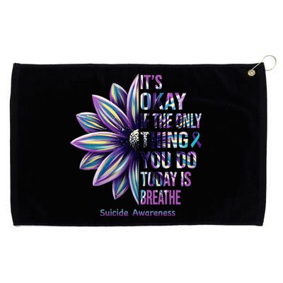 Suicide Prevention Awareness Teal Ribbon And Sunflower Gifts Grommeted Golf Towel