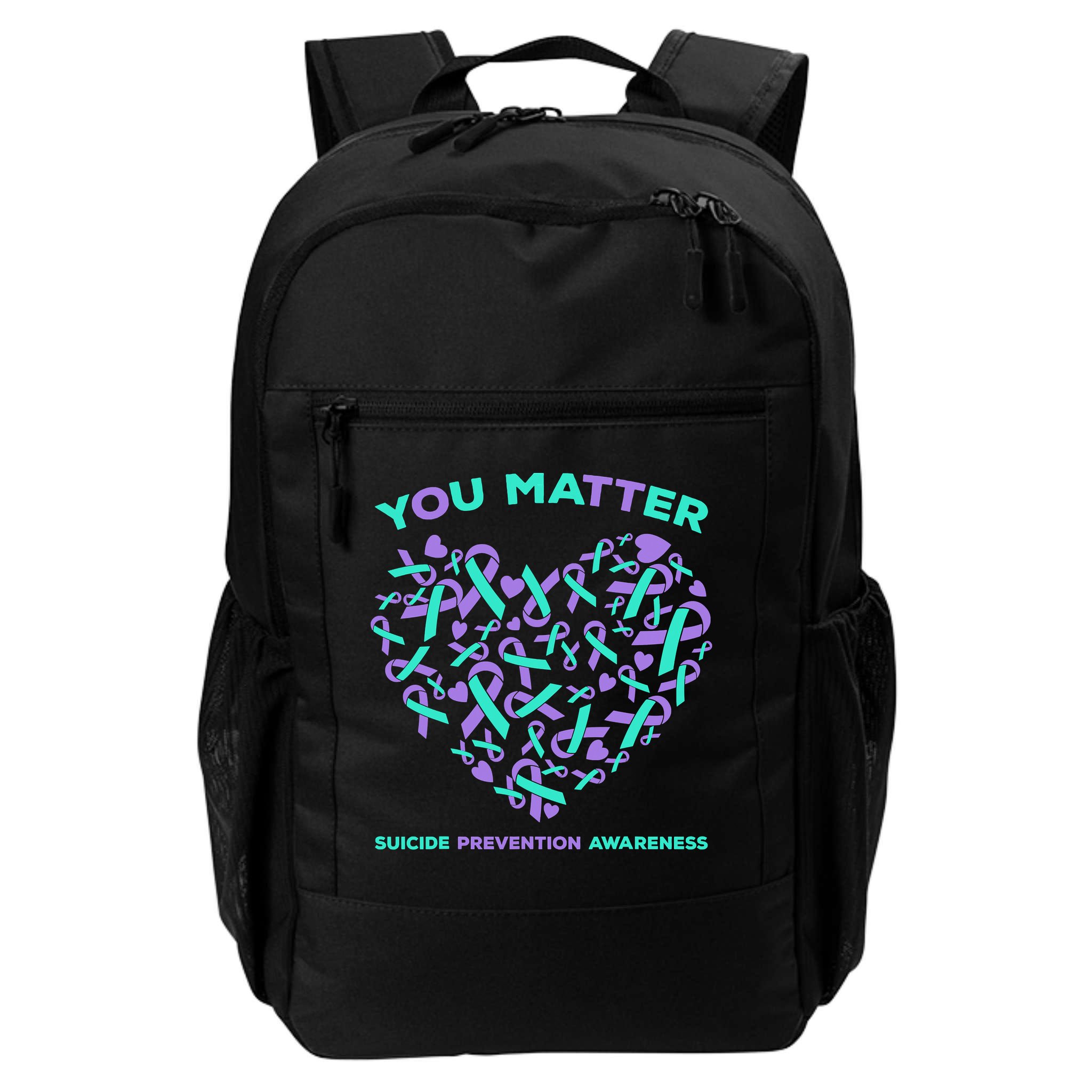 Suicide Prevention Awareness Teal Purple Ribbon You Matter Backpack