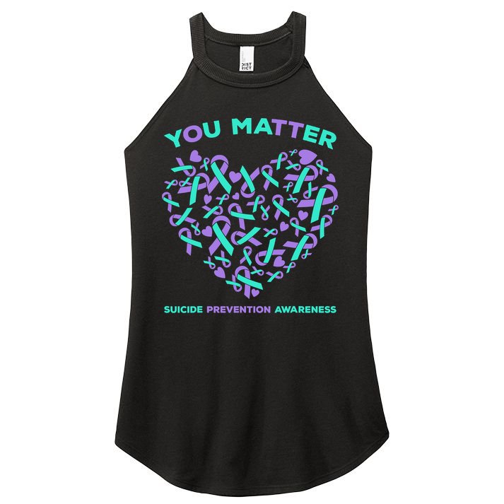 Suicide Prevention Awareness Teal Purple Ribbon You Matter Women's Perfect Tri Rocker Tank