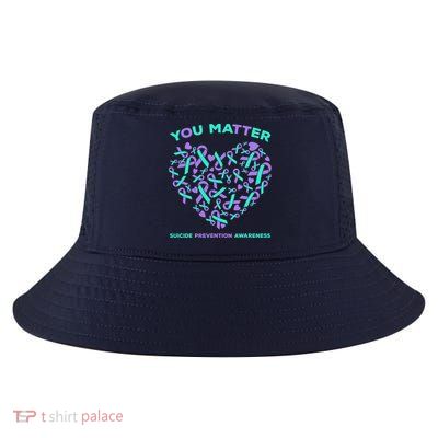 Suicide Prevention Awareness Teal Purple Ribbon You Matter Cool Comfort Performance Bucket Hat