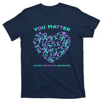 Suicide Prevention Awareness Teal Purple Ribbon You Matter T-Shirt