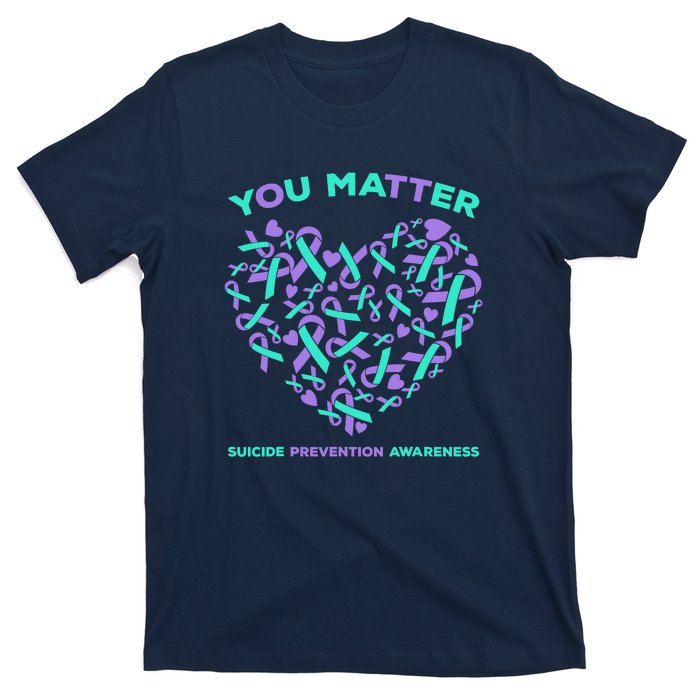 Suicide Prevention Awareness Teal Purple Ribbon You Matter T-Shirt