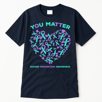 Suicide Prevention Awareness Teal Purple Ribbon You Matter Tall T-Shirt