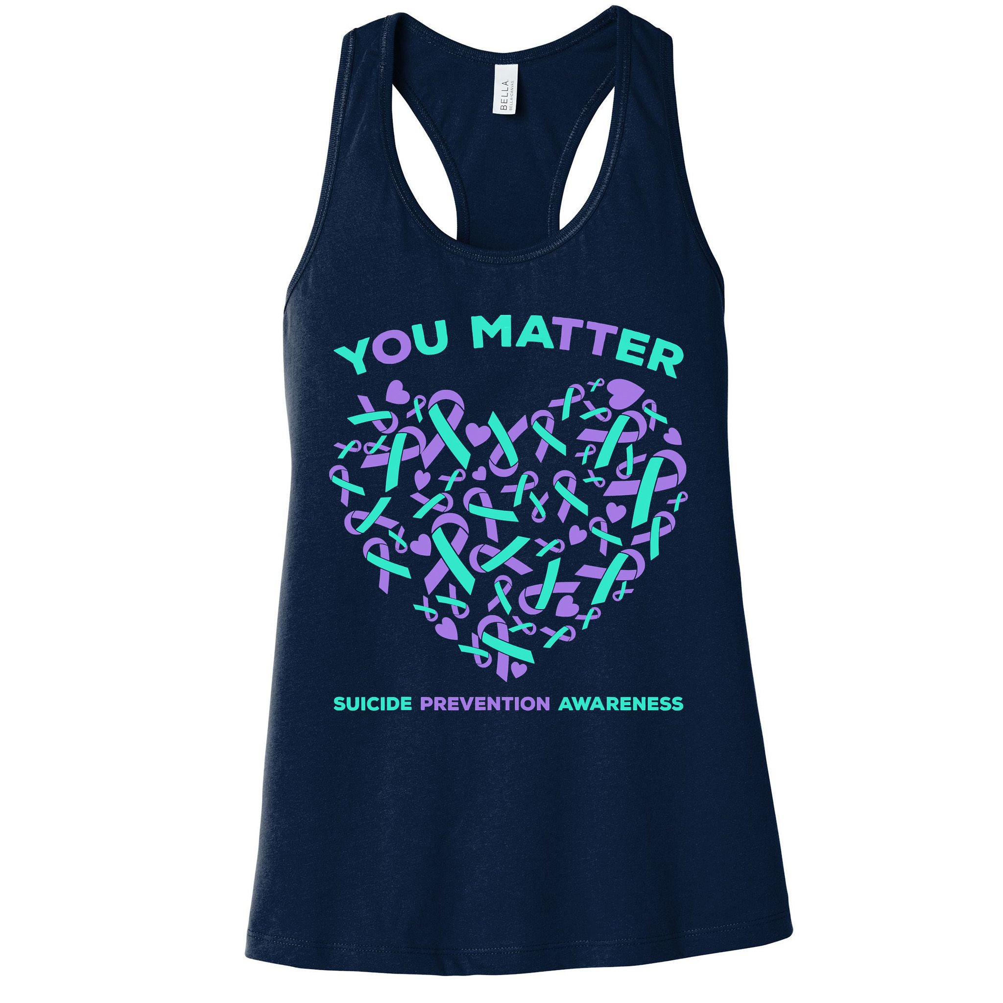Suicide Prevention Awareness Teal Purple Ribbon You Matter Womens Tank Top