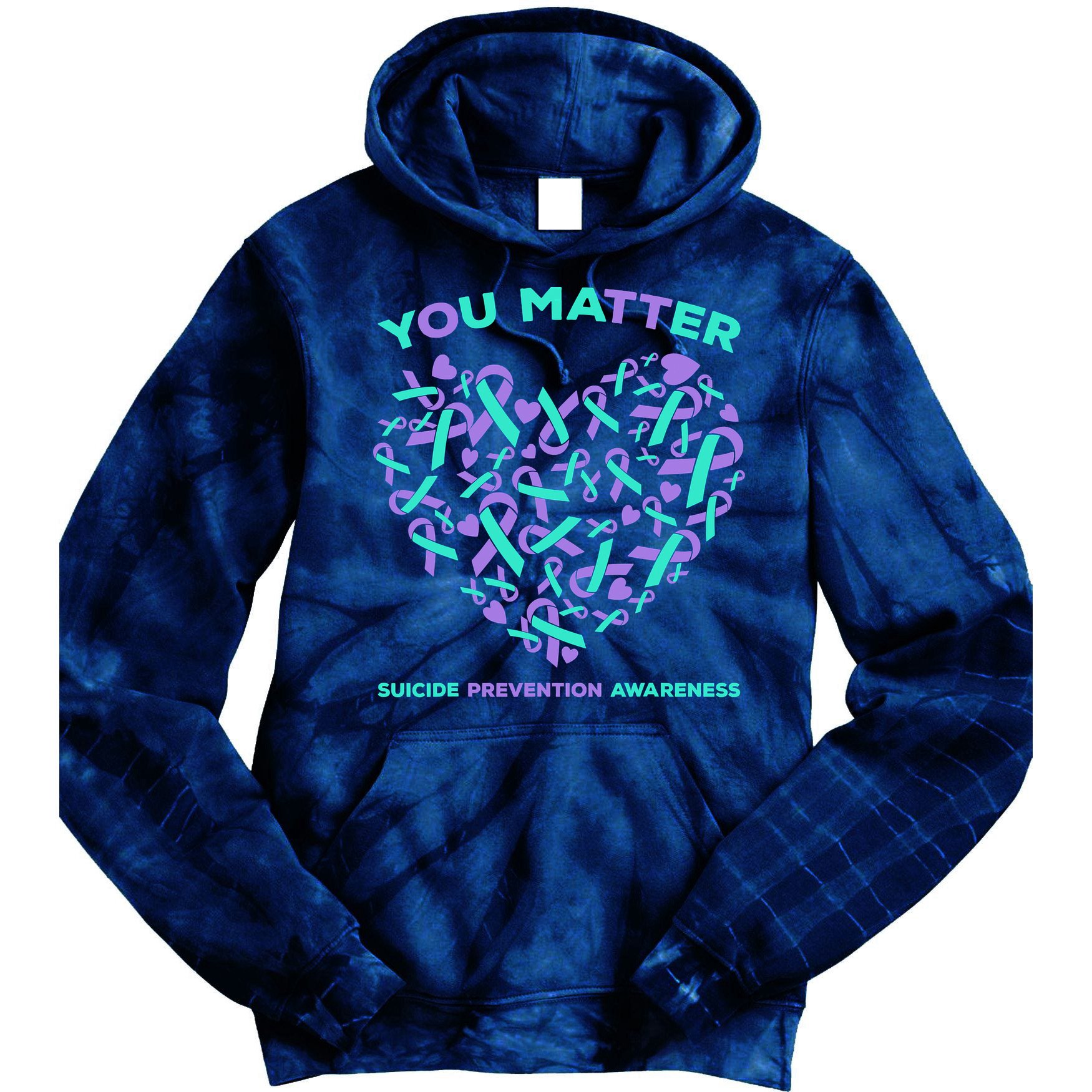 Suicide Prevention Awareness Teal Purple Ribbon You Matter Tie Dye Hoodie