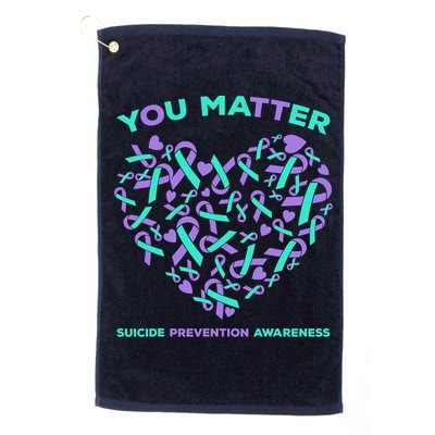 Suicide Prevention Awareness Teal Purple Ribbon You Matter Golf Towel