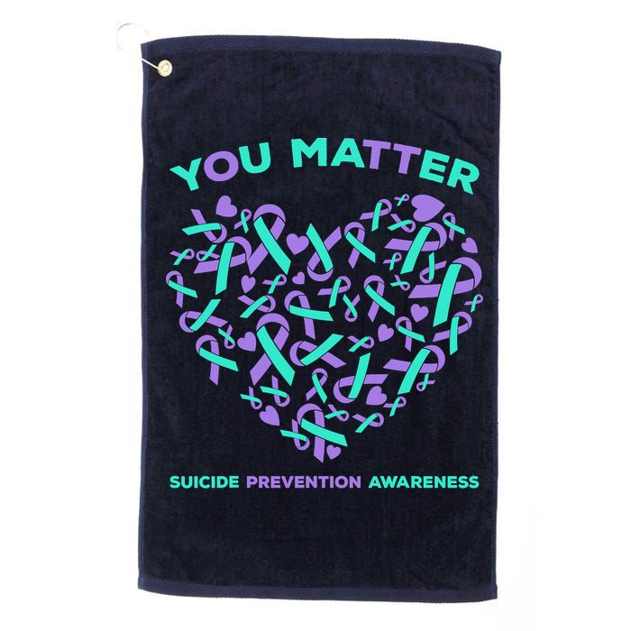 Suicide Prevention Awareness Teal Purple Ribbon You Matter Golf Towel