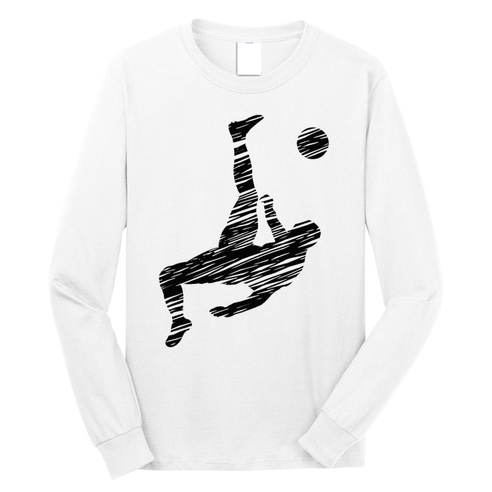 Soccer Player And Soccer Fan Motif Vintage Long Sleeve Shirt