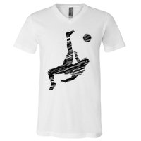 Soccer Player And Soccer Fan Motif Vintage V-Neck T-Shirt