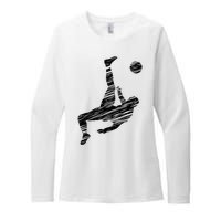 Soccer Player And Soccer Fan Motif Vintage Womens CVC Long Sleeve Shirt