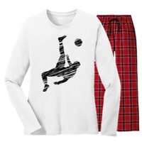 Soccer Player And Soccer Fan Motif Vintage Women's Long Sleeve Flannel Pajama Set 