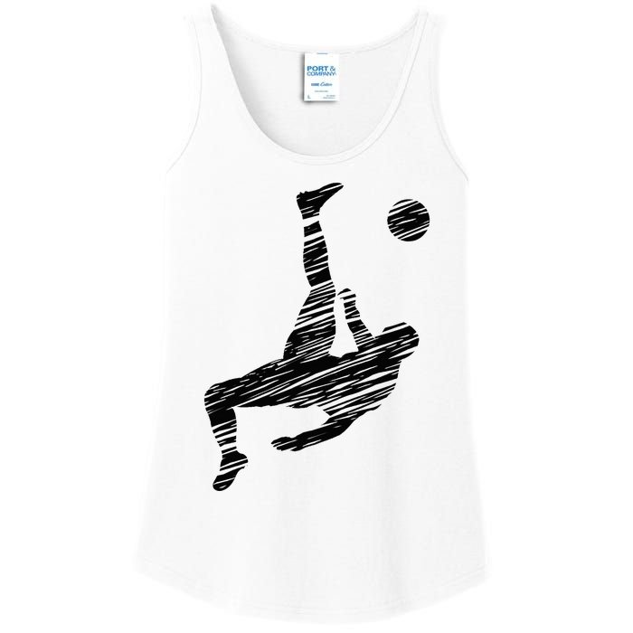 Soccer Player And Soccer Fan Motif Vintage Ladies Essential Tank