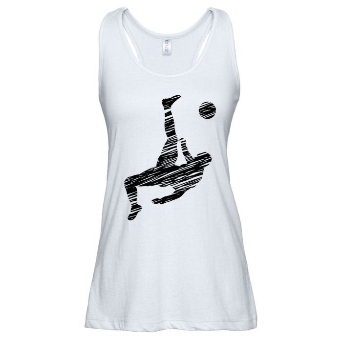 Soccer Player And Soccer Fan Motif Vintage Ladies Essential Flowy Tank