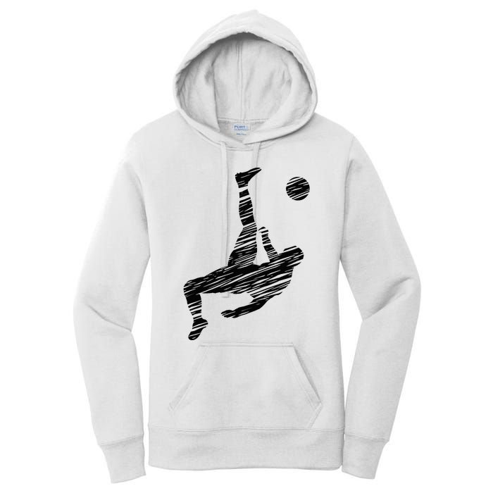 Soccer Player And Soccer Fan Motif Vintage Women's Pullover Hoodie