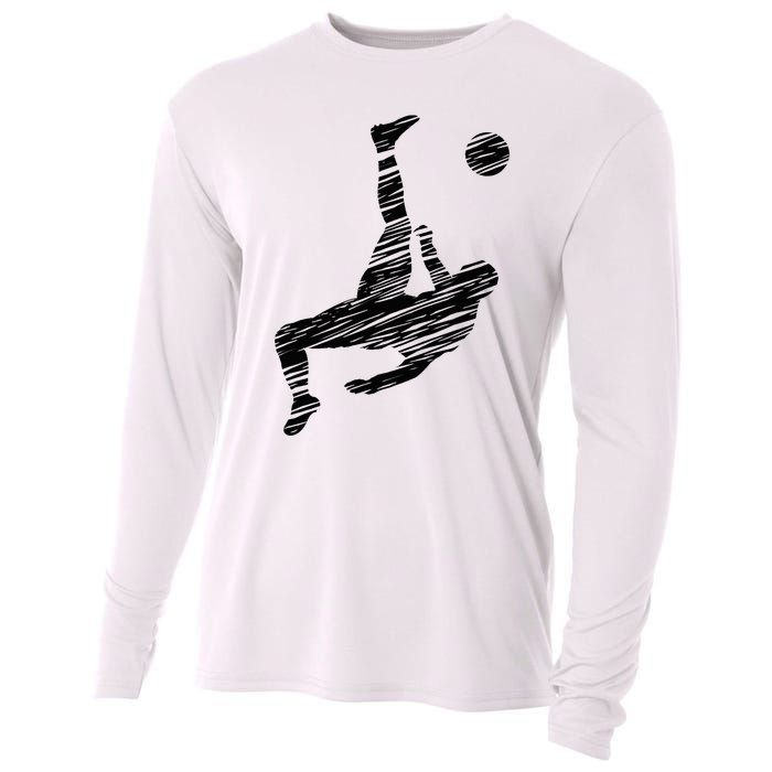 Soccer Player And Soccer Fan Motif Vintage Cooling Performance Long Sleeve Crew