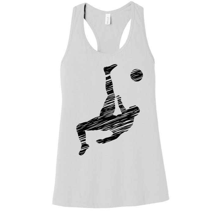 Soccer Player And Soccer Fan Motif Vintage Women's Racerback Tank