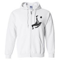 Soccer Player And Soccer Fan Motif Vintage Full Zip Hoodie