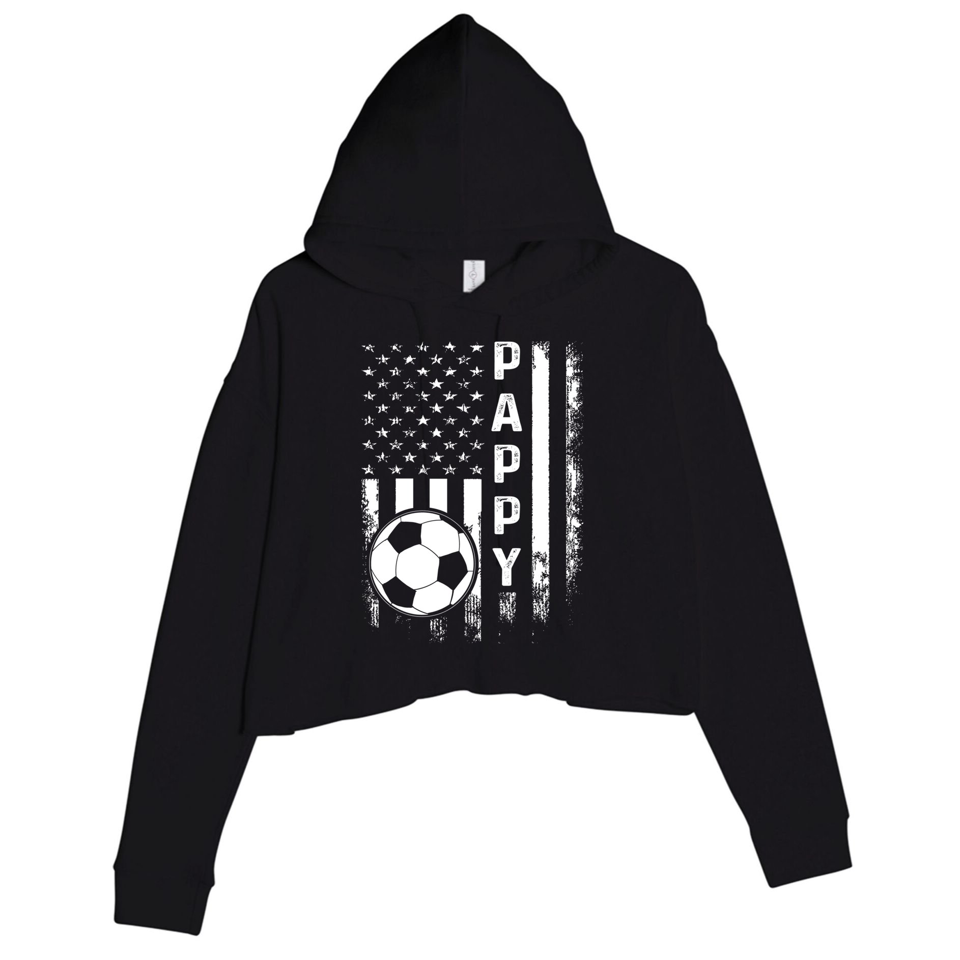 Soccer Pappy American Flag Vintage Christmas Xmas Meaningful Gift Crop Fleece Hoodie