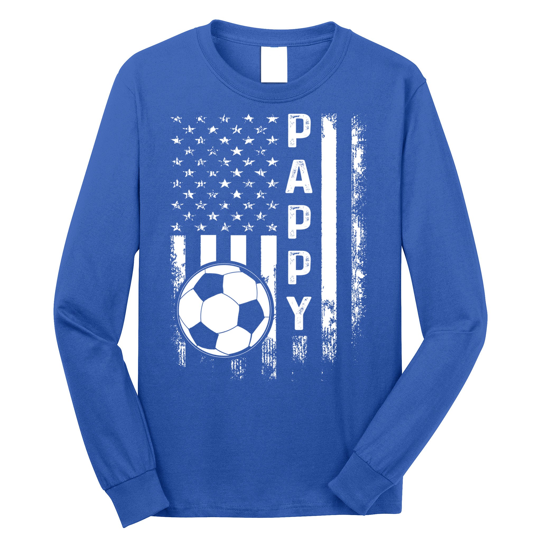 Soccer Pappy American Flag Vintage Christmas Xmas Meaningful Gift Long Sleeve Shirt
