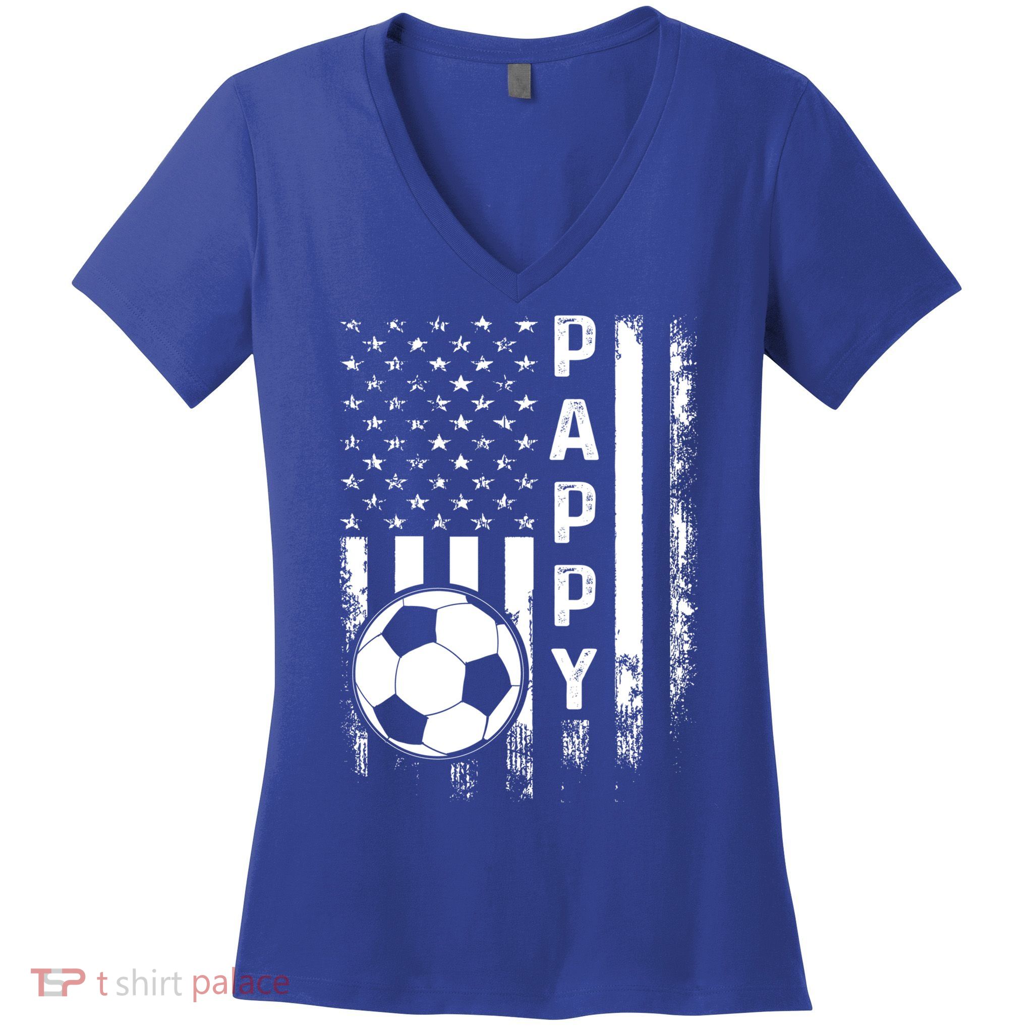 Soccer Pappy American Flag Vintage Christmas Xmas Meaningful Gift Women's V-Neck T-Shirt