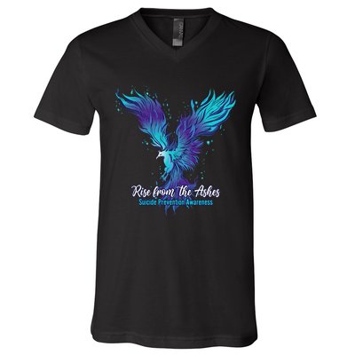 Suicide Prevention Awareness Phoenix Rise From The Ashes V-Neck T-Shirt