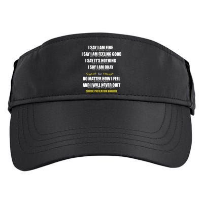 Suicide Prevention Awareness Warrior Quote Adult Drive Performance Visor