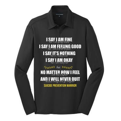 Suicide Prevention Awareness Warrior Quote Silk Touch Performance Long Sleeve Polo