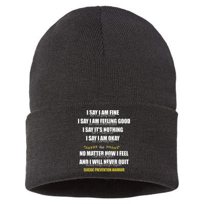 Suicide Prevention Awareness Warrior Quote Sustainable Knit Beanie