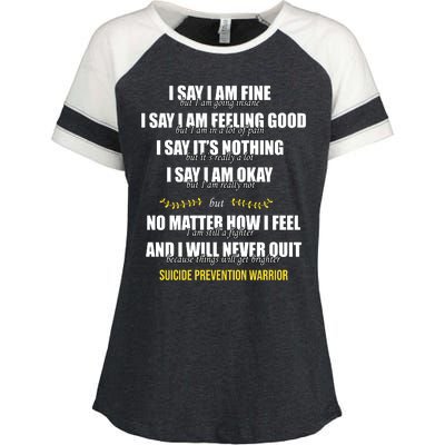 Suicide Prevention Awareness Warrior Quote Enza Ladies Jersey Colorblock Tee