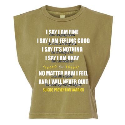 Suicide Prevention Awareness Warrior Quote Garment-Dyed Women's Muscle Tee