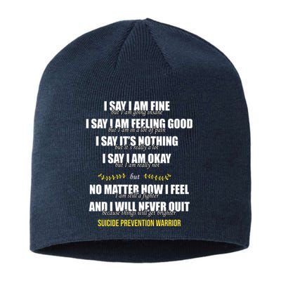 Suicide Prevention Awareness Warrior Quote Sustainable Beanie